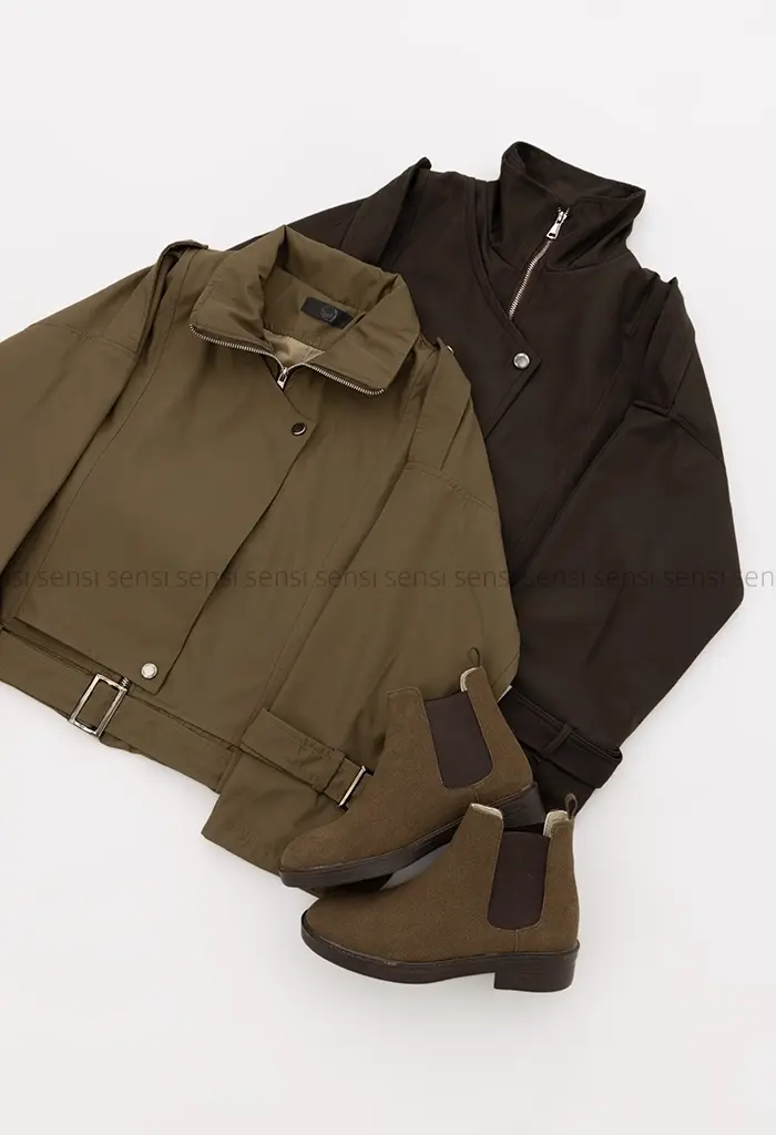 ترنچ کت پایین کمربندی @@کد1004622