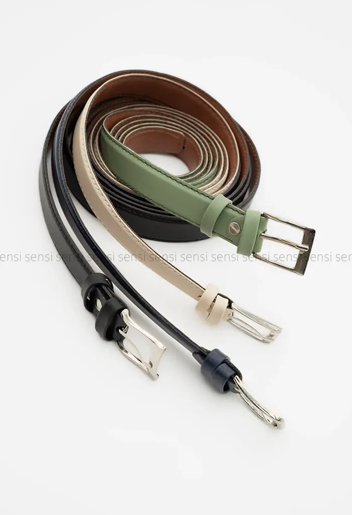 کمربند چرم رنگی دوردوخت کد1004578