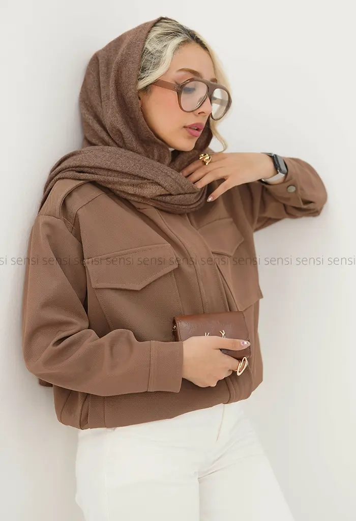 بامبر کتان کج راه جلو زیپ کد1004649