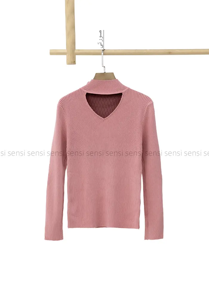 بلوز بافت یقه تور کد1004714